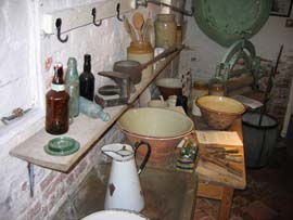 The scullery complete with some of the items in use in Fred's day.